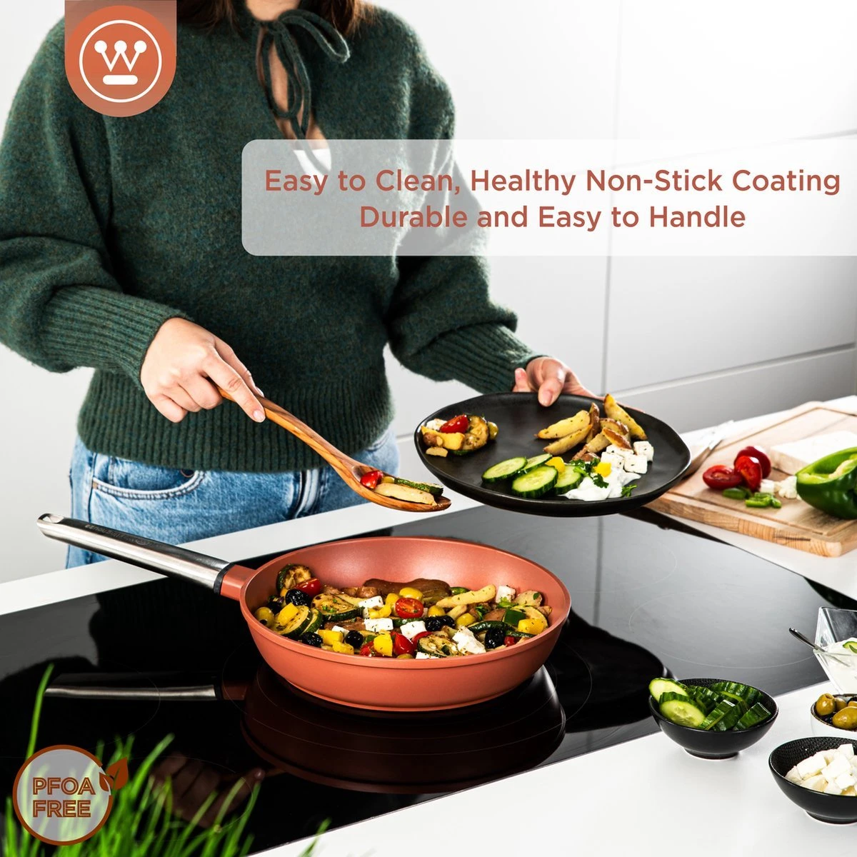 Westinghouse Koekenpannenset Performance - ø 24 En 28 Cm - Rood - Inductie En Alle Andere Warmtebronnen - Afbeelding 4