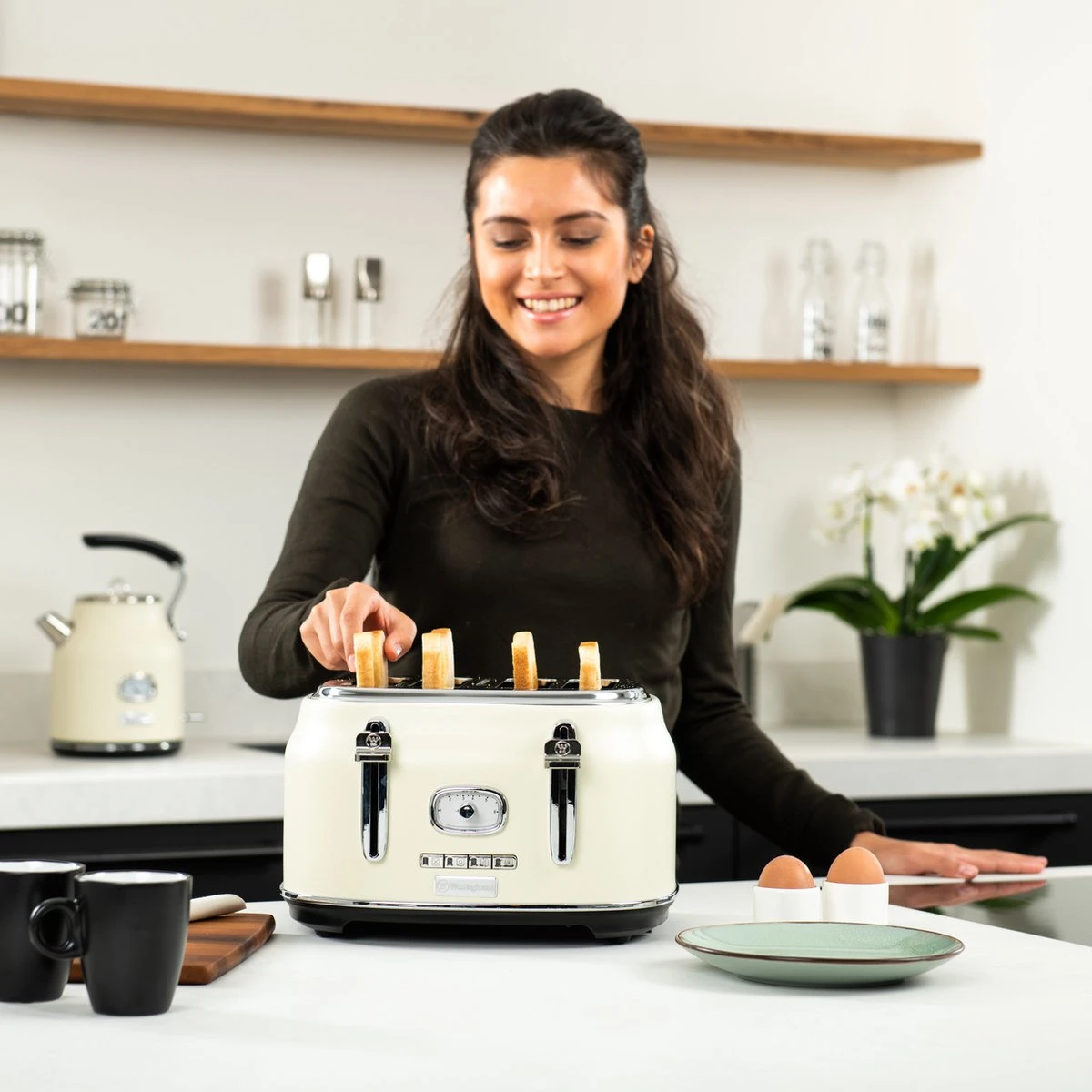 Westinghouse Retro Waterkoker + Broodrooster 4 Sleuven + Blender - Wit - Afbeelding 10