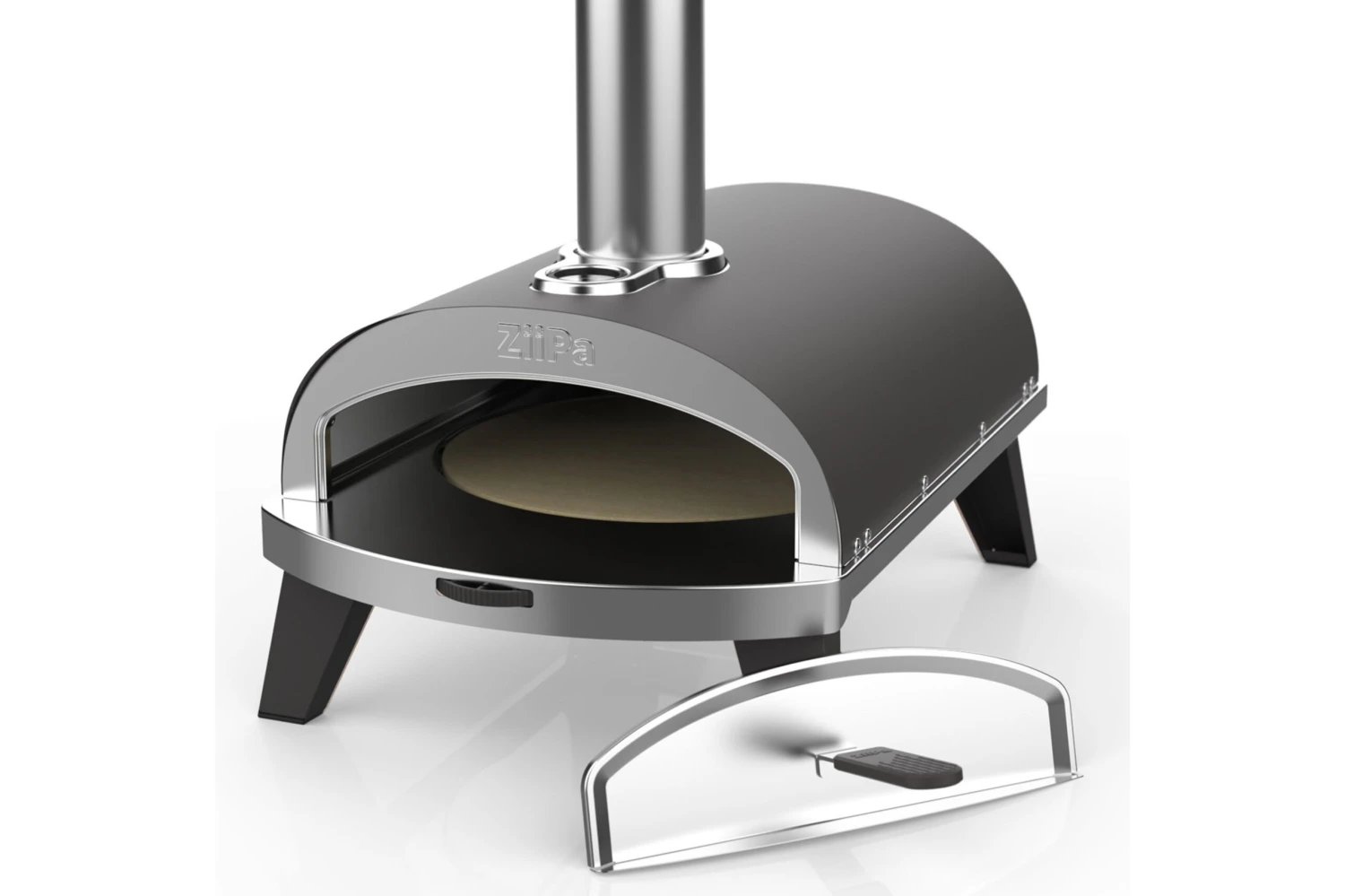 ZiiPa Pizza Oven Piana - Houtgestookt - Met Thermometer - Leisteen - Voor ø 30 Cm Pizza's - Roterende Pizzasteen - Afbeelding 5