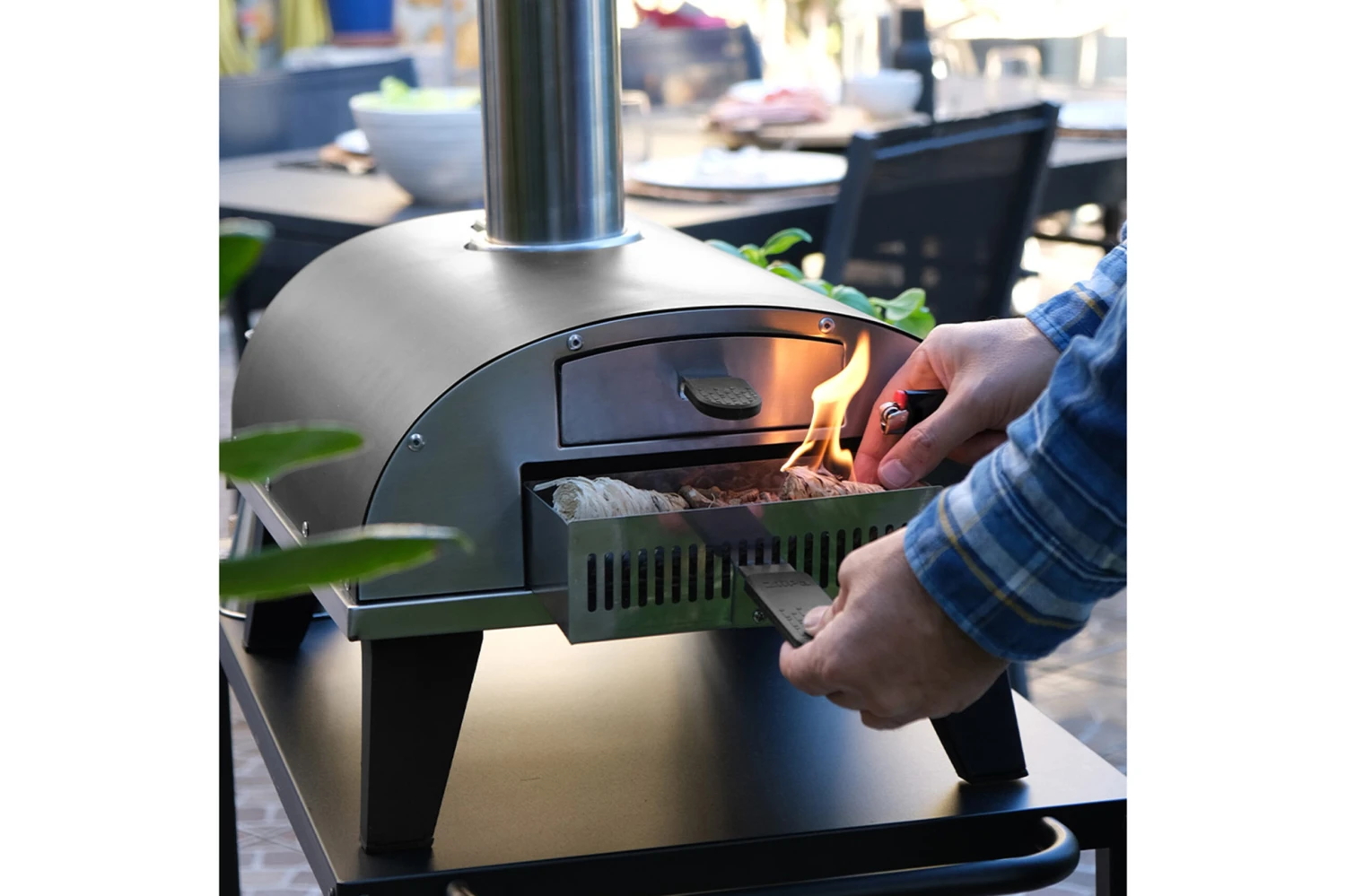 ZiiPa Pizza Oven Piana - Houtgestookt - Met Thermometer - Leisteen - Voor ø 30 Cm Pizza's - Roterende Pizzasteen - Afbeelding 3