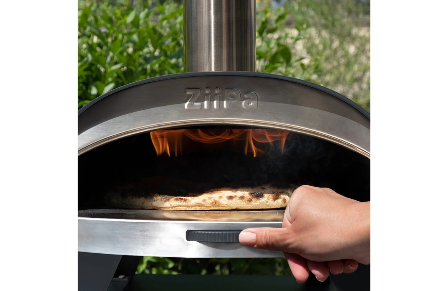 ZiiPa Pizza Oven Piana - Houtgestookt - Met Thermometer - Leisteen - Voor ø 30 Cm Pizza's - Roterende Pizzasteen - Afbeelding 4