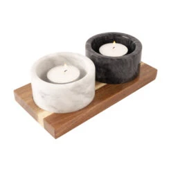 Jay Hill Serveerplank - Met Marmeren Schaaltjes - 17.5 X 9 Cm