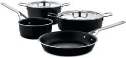 Alessi Pannenset Pots&Pans - AJM100S6 A - Zwart - 4 Delige Set - Door Jasper Morrison