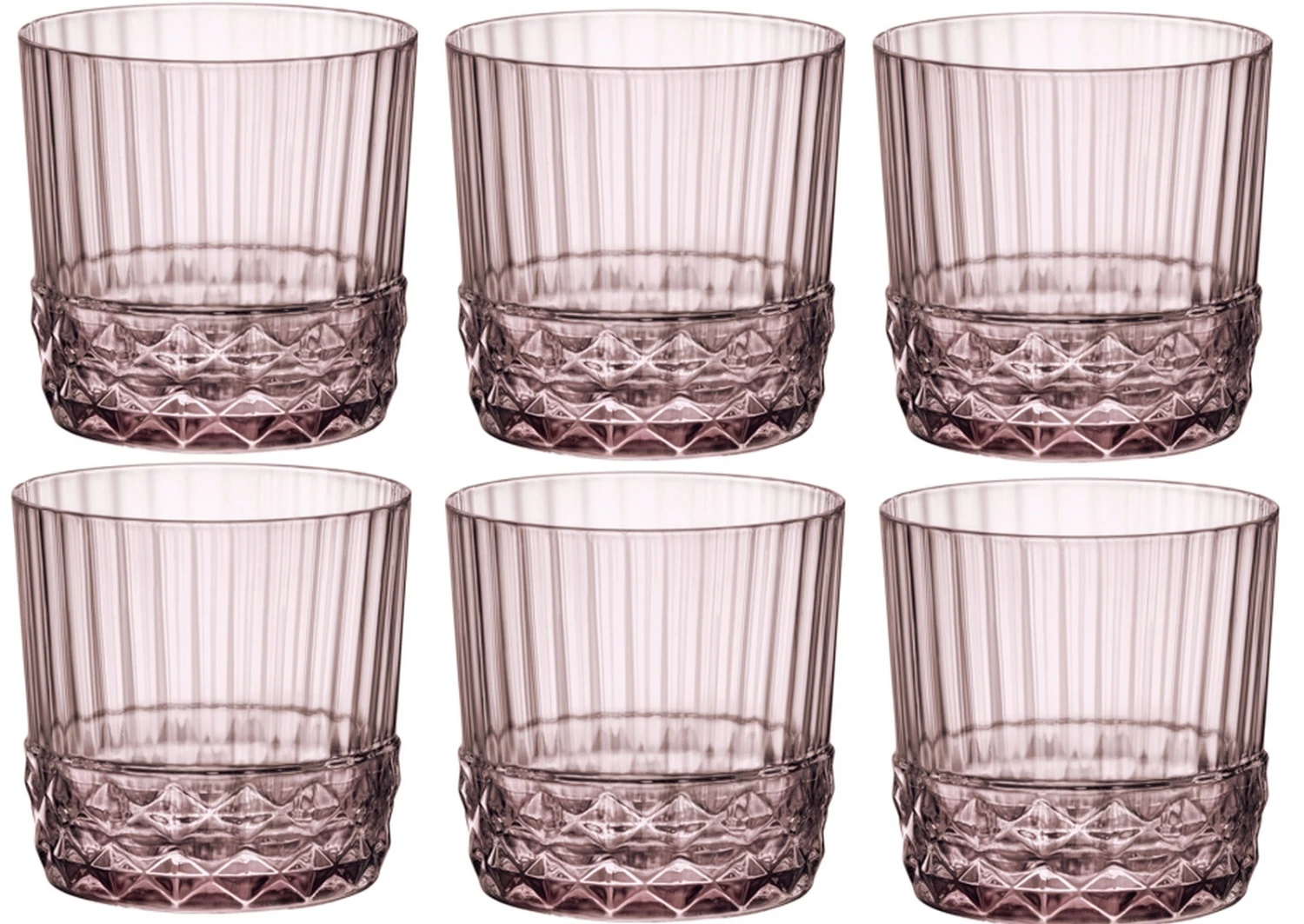 Bormioli Rocco Cocktailglazen / Whiskey Glazen / Waterglazen America 20's - Lilac Rose - 370 Ml - 6 Stuks
