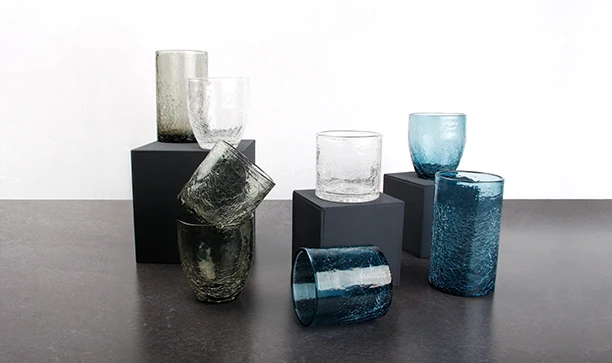 Fine2Dine Whiskey Glas Crackle - Blauw - 220 Ml - Afbeelding 2