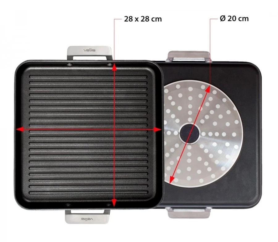 Valira Grillpan Aire Met Handgrepen - 28 X 28 Cm - Standaard Anti-aanbaklaag - Afbeelding 3