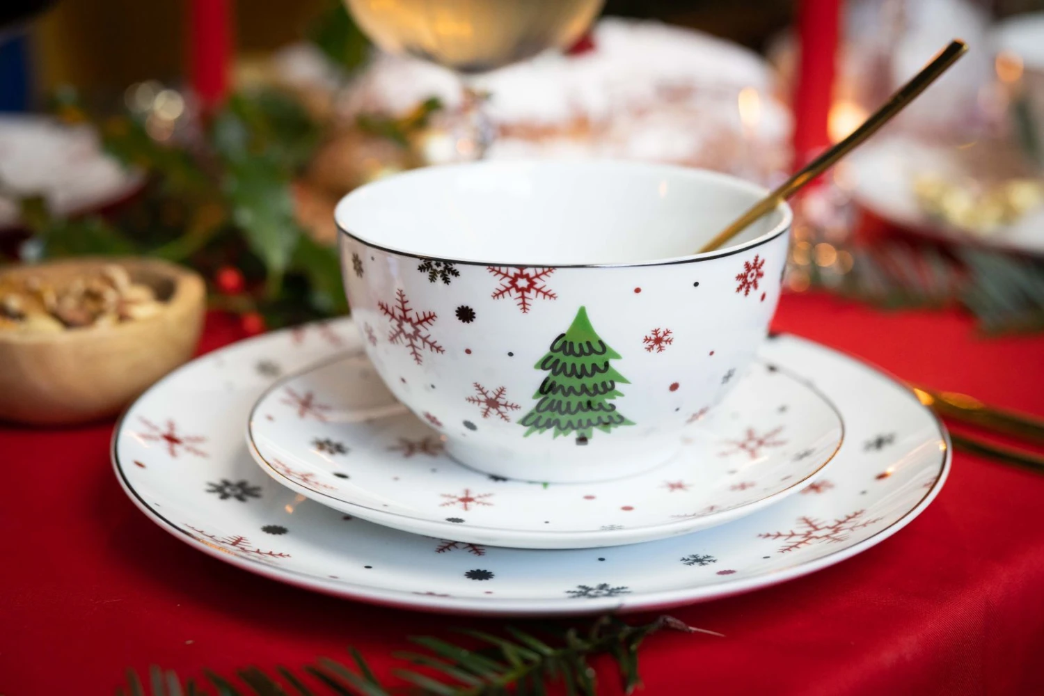 Studio Tavola Kerstservies - Porselein - Rood - 18-delig / 6 Personen - Afbeelding 5