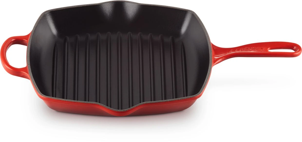 Le Creuset Grillpan Signature - Kersenrood - 26 X 26 Cm - Geëmailleerde Anti-aanbaklaag