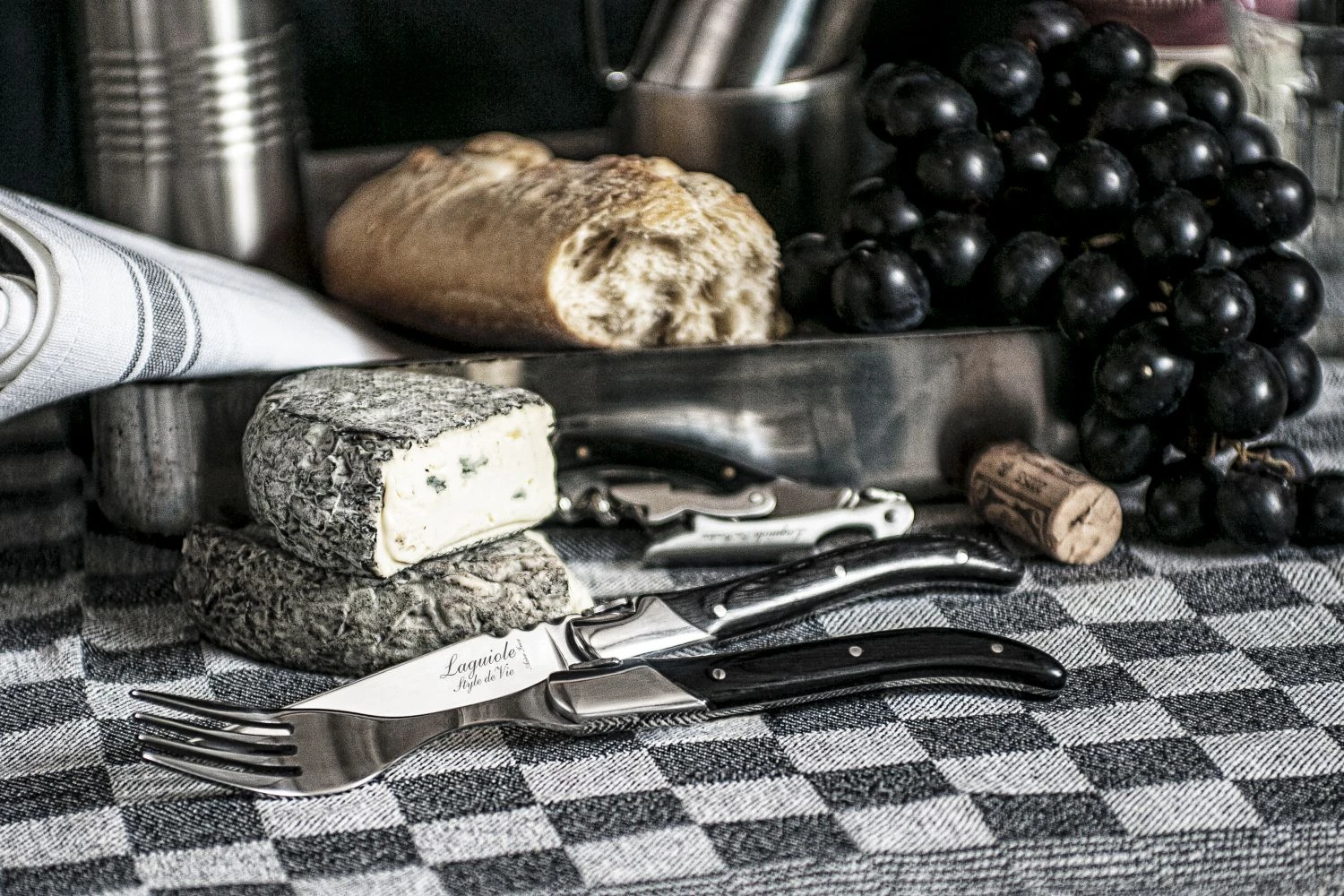 Laguiole Style De Vie Steakvorken Luxury Line Zwart Ebbenhout 6 Stuks - Afbeelding 3