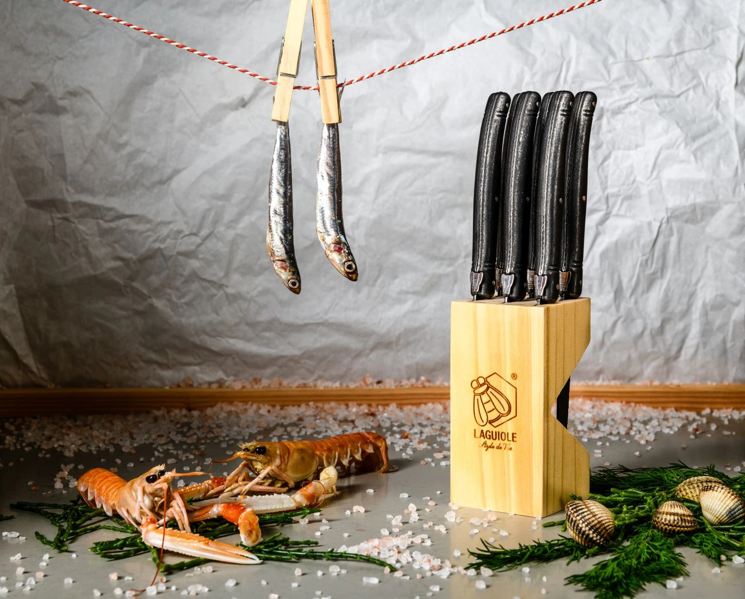 Laguiole Style De Vie Steakmessen Premium Line Black Stonewash 6 Stuks - Afbeelding 3