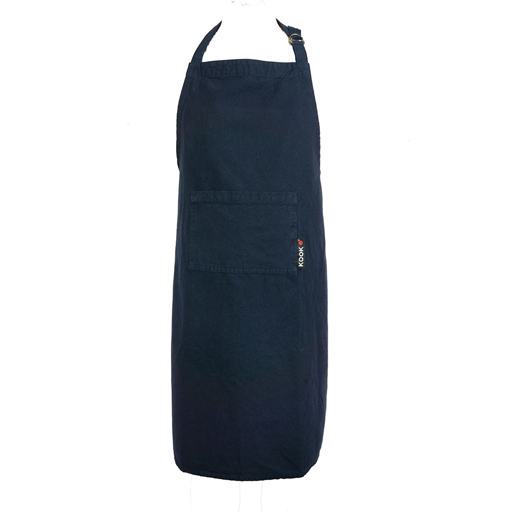 KOOK Keukenschort Washed Uni Navy 90 X 70 Cm - Afbeelding 2