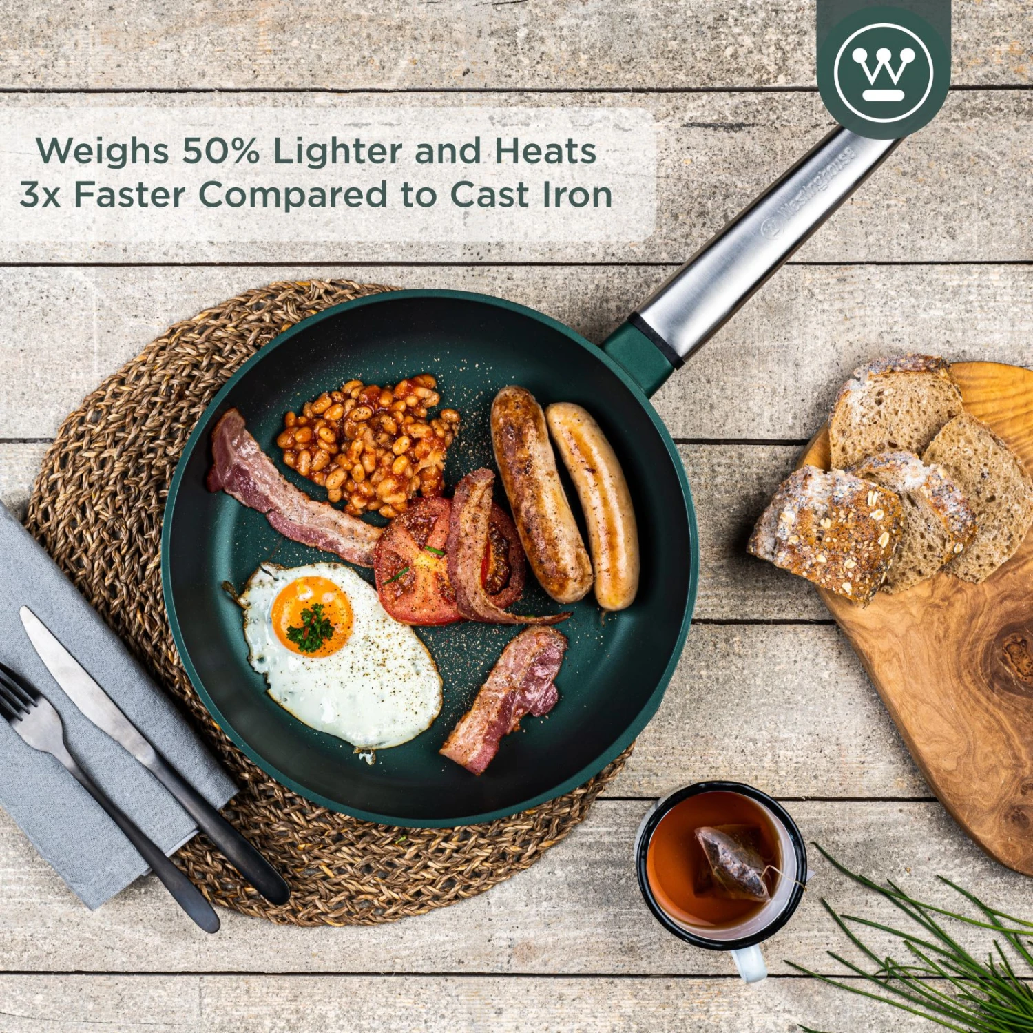 Westinghouse Koekenpan Performance - Gracious Green - ø 24 Cm - Standaard Anti-aanbaklaag - Afbeelding 6