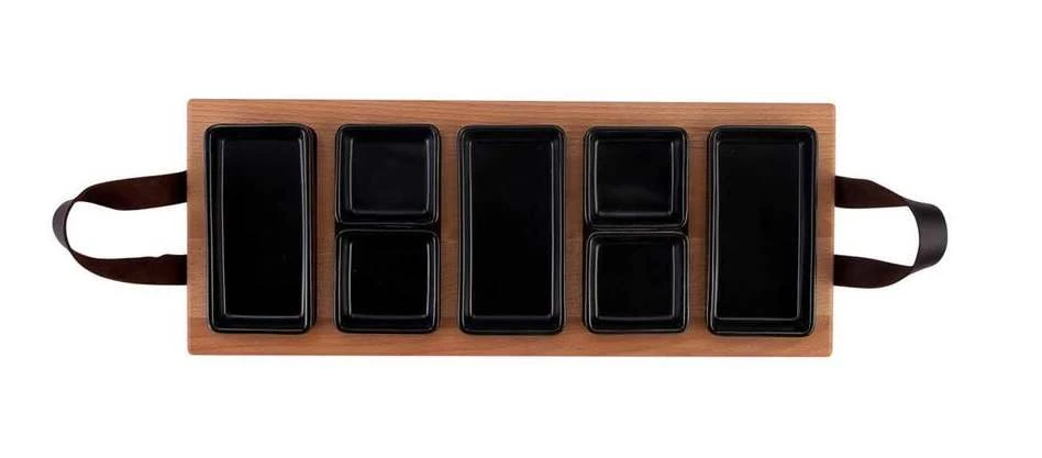 Bowls & Dishes Serveerplank / Tapasplank Streetfood 5-vaks Zwart - Large - Afbeelding 4