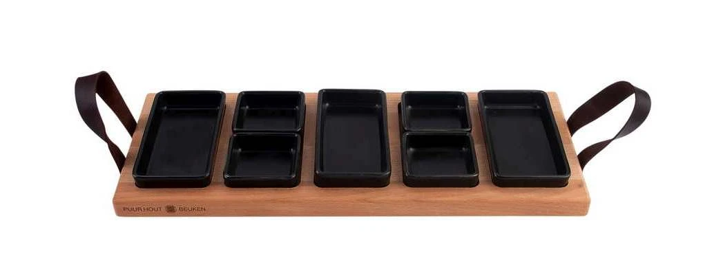 Bowls & Dishes Serveerplank / Tapasplank Streetfood 5-vaks Zwart - Large - Afbeelding 2