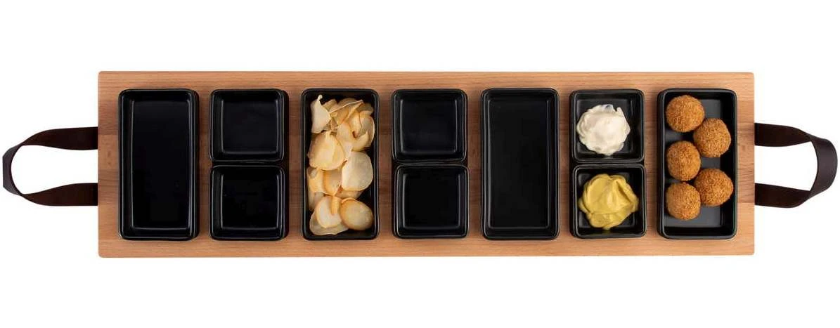 Bowls & Dishes Serveerplank / Tapasplank Streetfood 7-vaks Zwart - XXL - Afbeelding 3