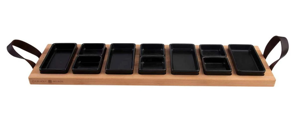 Bowls & Dishes Serveerplank / Tapasplank Streetfood 7-vaks Zwart - XXL - Afbeelding 2
